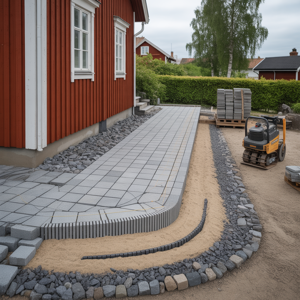 stenlaggning av tradgardsgang kostnad fall och underlag